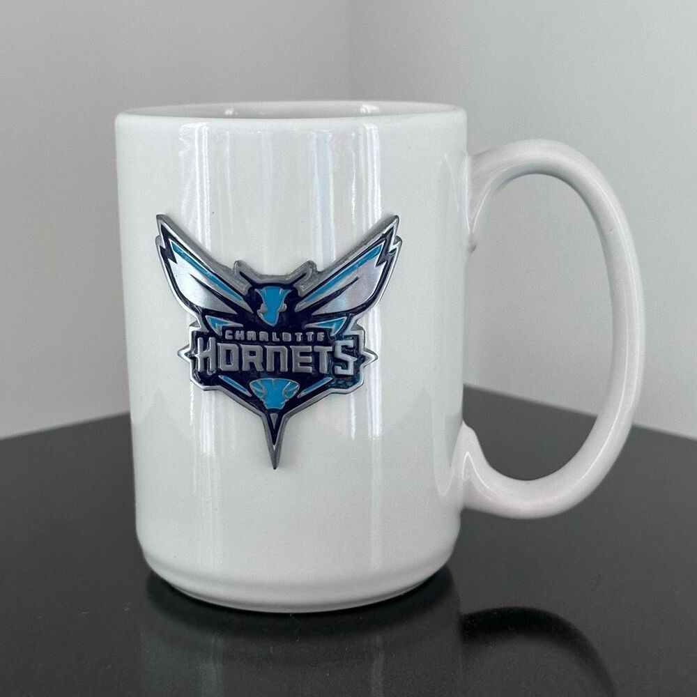 Vintage Charlotte Hornets Coffee Cup‎ Mug Official NBA Hugo Metal Logo